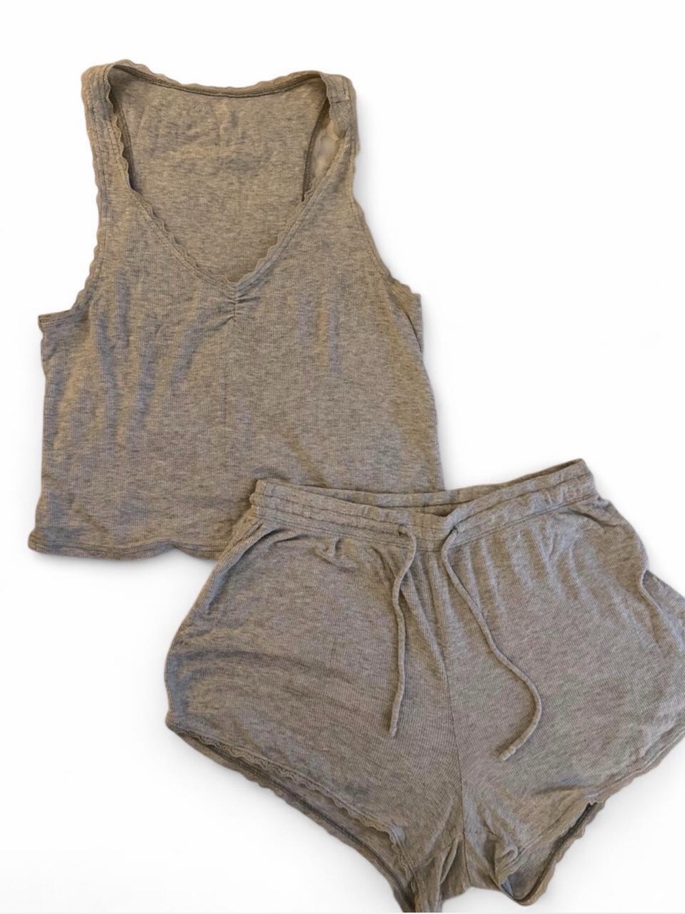 Gilly Hicks Heather Gray Tank & Drawstring Shorts Lounge Set